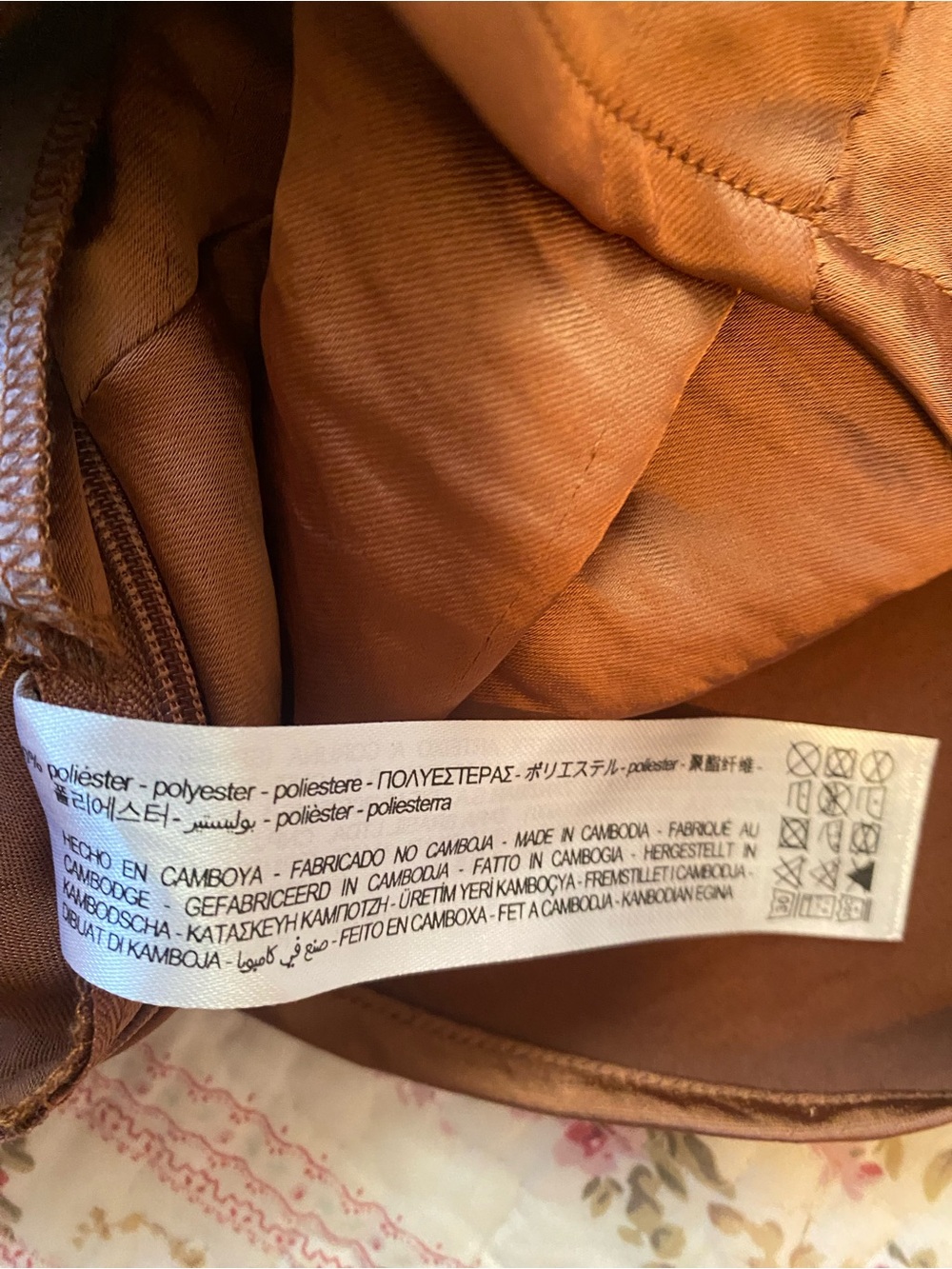 Zara Satin Cowl Neck Camisole - Copper Brown - Picture 6 of 6
